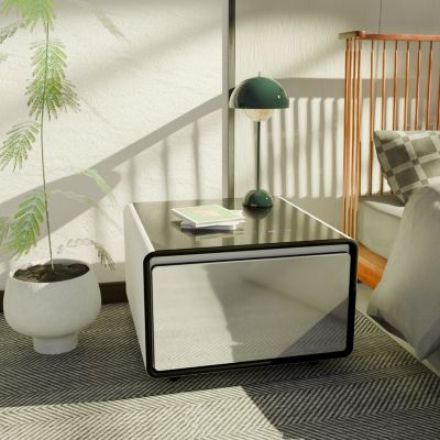 + 1 Pc. + Wood/Metal (if applicable) + Built-In Fridge, Charger & Temp Control + Smart Side Table