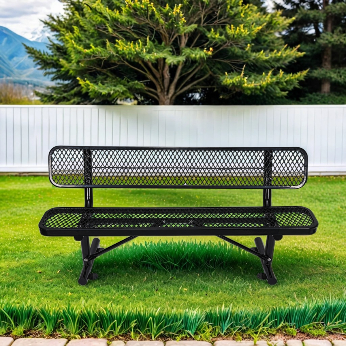 Streamdale Furniture 6 ft. Outdoor Steel Bench with Backrest - Black
