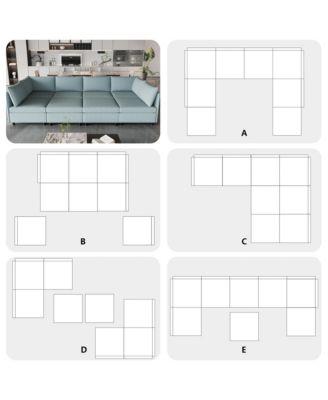 Modular Sectional Sofa, Convertible Sofa Seat With Storage, Sleeper Sectional Sofa Set, Fabric Flexible Modular Combinations for Living Room