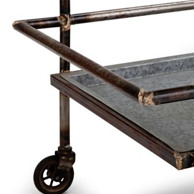 Streamdale 30.7x17.1x34.6" Percy Galvanized Metal Bar Cart in Gray & Black