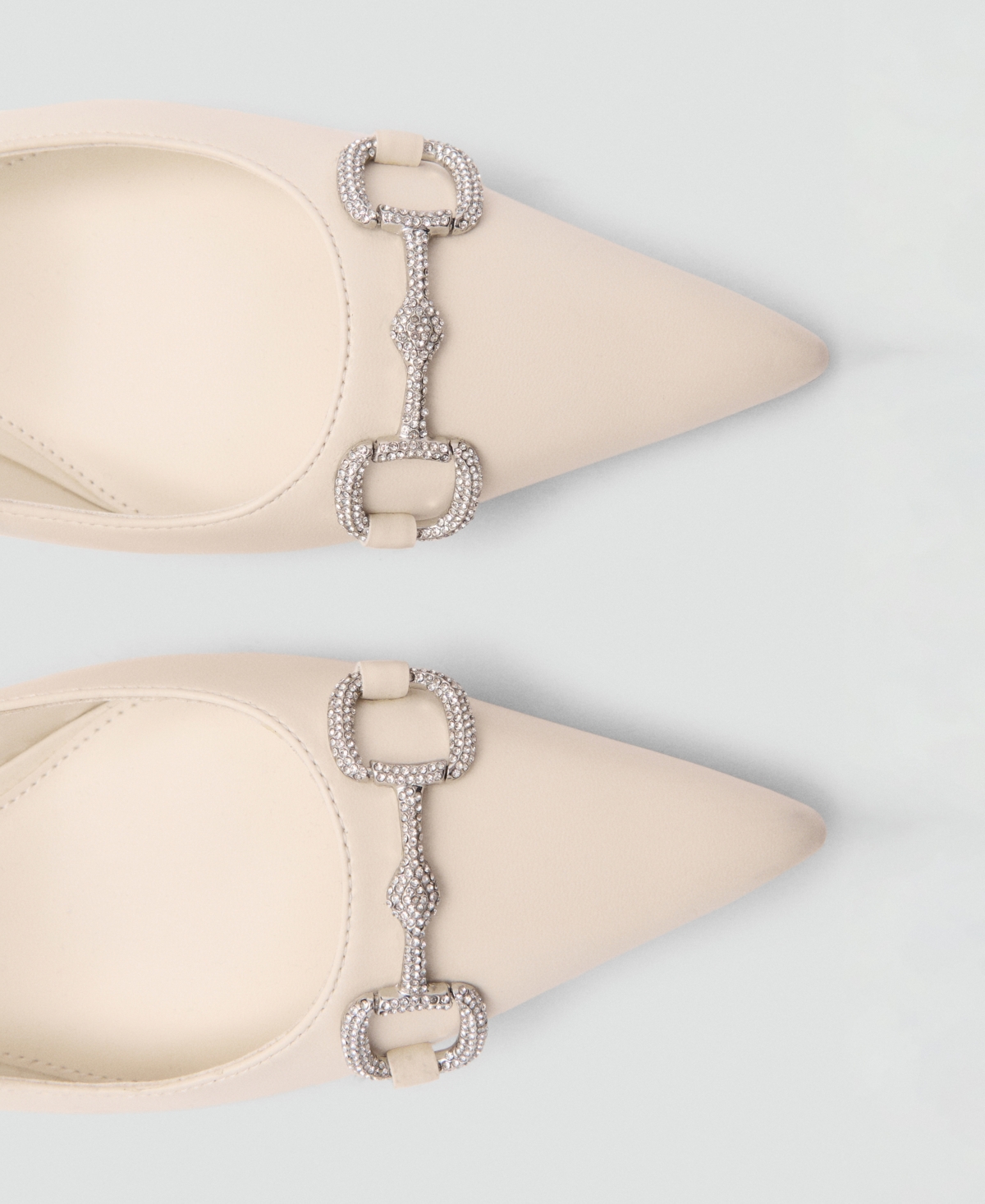 Mango Crystal Sling Back Shoes Beige In Beige