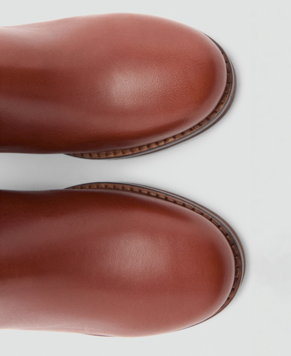 Mango Leather Ankle Boots With Block Heel Cognac In Cognac