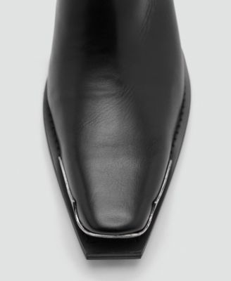 MANGO Women's Metallic Toe Leather Shoes