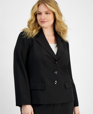 Plus Size Three-Button Jacket & Skirt Suit