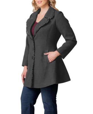 Plus Size Juliette Satin Trim Coat