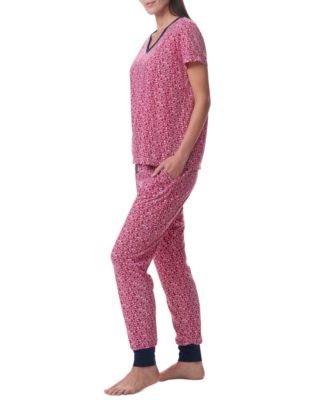 Women's Printed Short-Sleeve Tee & Jogger Set