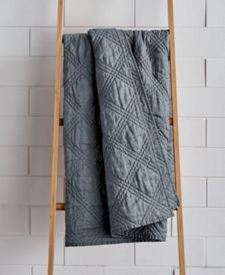 Washed Linen Textured Quilted Throw, 50" x 60"
