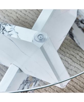Streamdale Modern Glass Coffee Table with Unique Patterned Legs