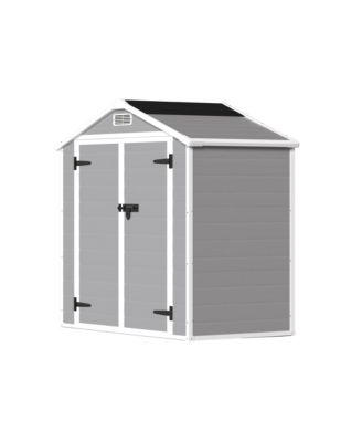 6' x 4.4' Resin Weather Resistant Outdoor Storage Shed with Floor for Garden, Backyard, Pool Tool, Light Grey