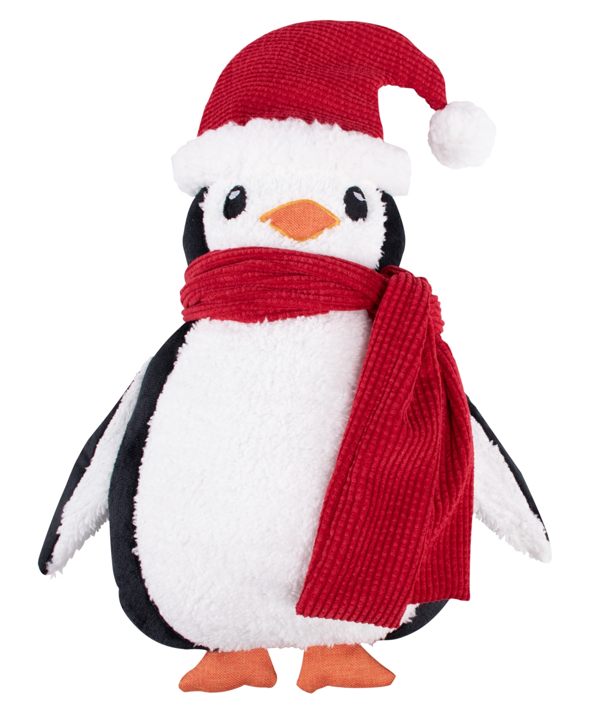 Levtex Merry Bright Pine Plaid Penguin Shaped Decorative Pillow, 13.5" X 9.5" In Red