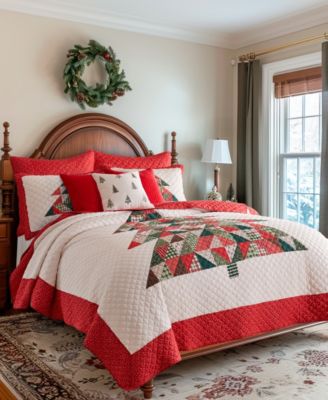 Patchwork Pine Applique Decorative Pillow, 18" x 18"