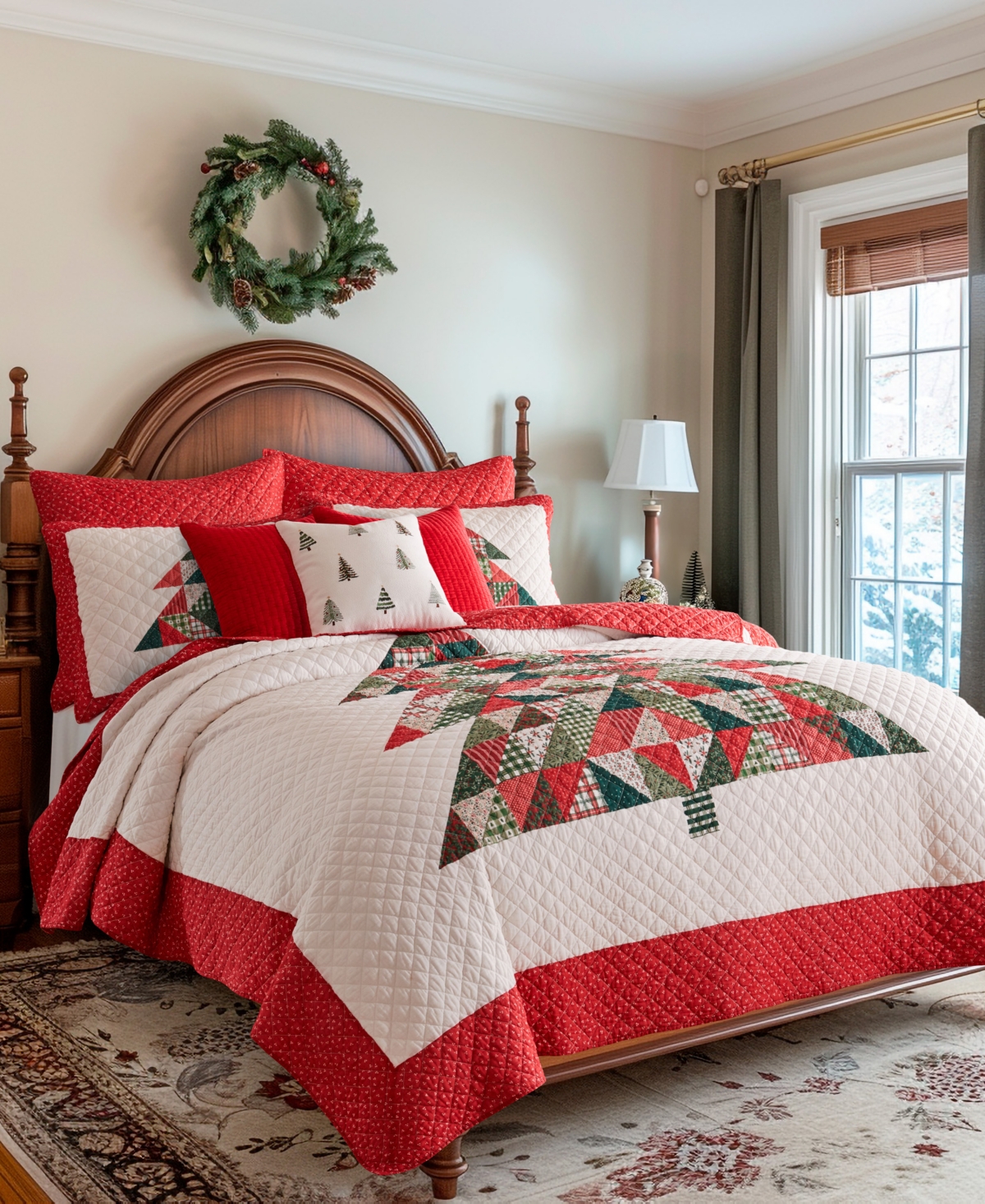 Levtex Patchwork Pine Applique Decorative Pillow, 18" X 18" In Cream