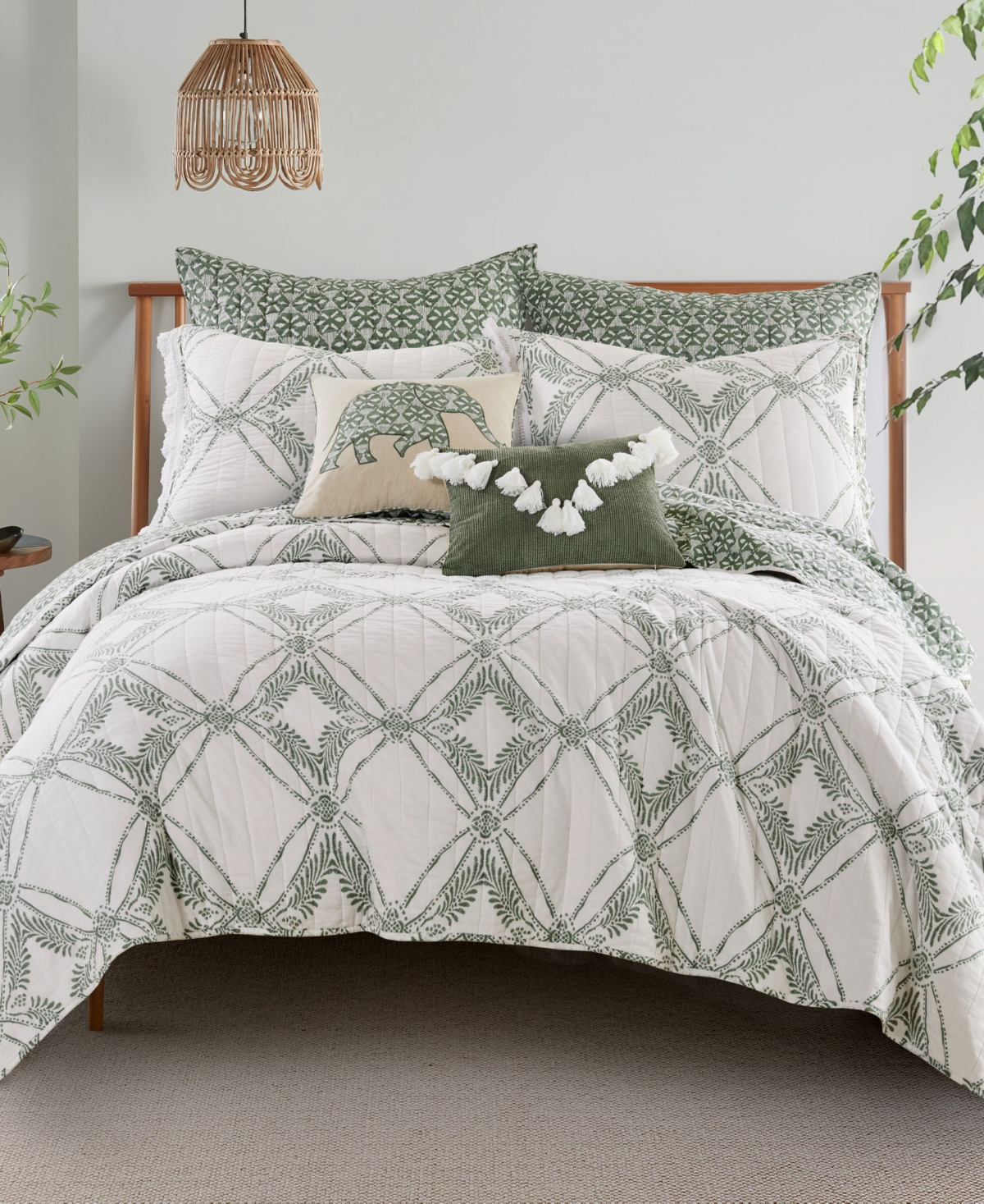 Levtex Kemala Tassel Decorative Pillow, 14" X 18" In Green