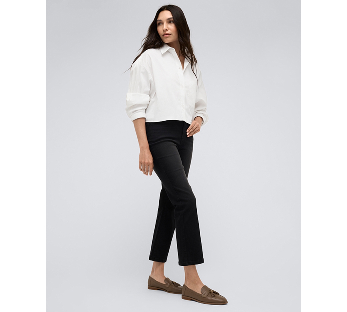 Kenneth Cole Women's Denim High Rise Cropped Kick Flare Pants