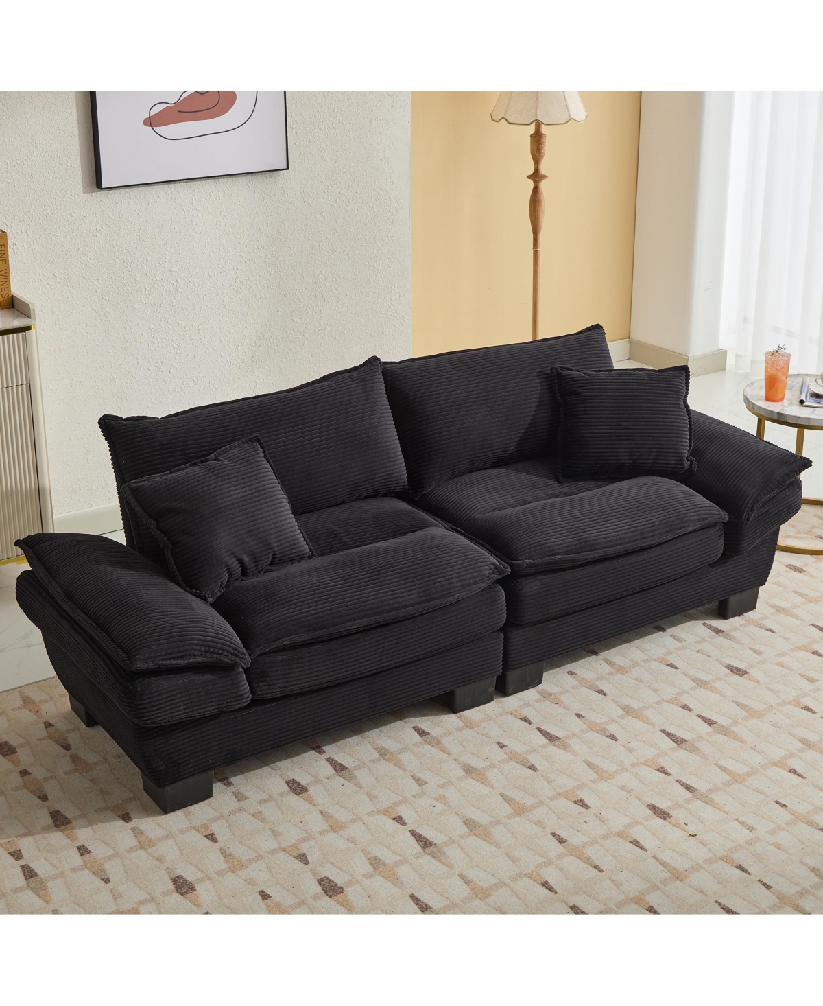 Streamdale Furniture Corduroy Sofa Sleeper Couch Loveseat Sofa with Pillows Comfy Upholstered Deep Seat Sofa for Bedroom, Living Room, Apartment, Offi