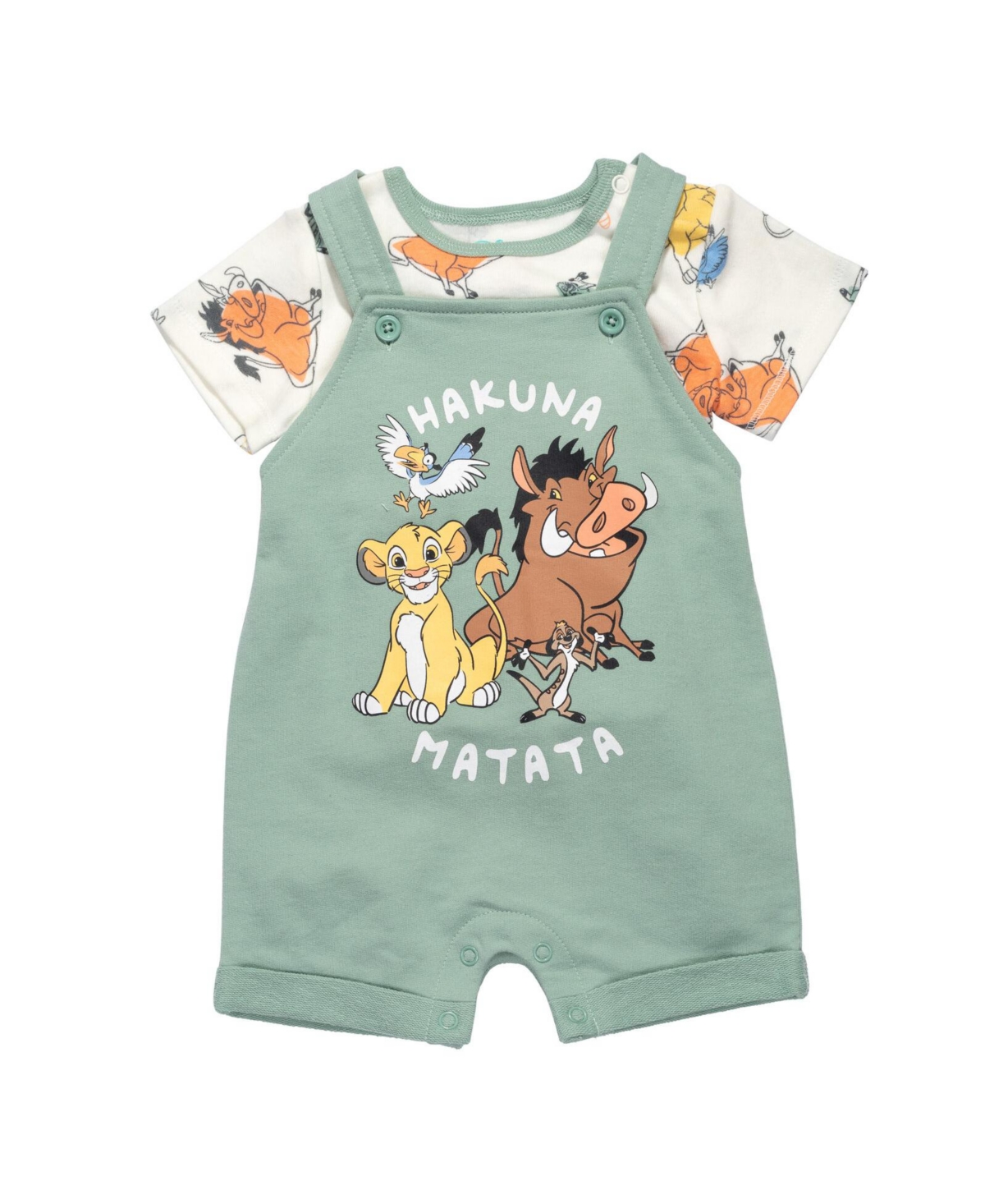 Disney Baby Boys Mickey Mouse Baby French Terry Short Overalls T-Shirt and Hat 3 Piece Outfit Set Newborn to -white