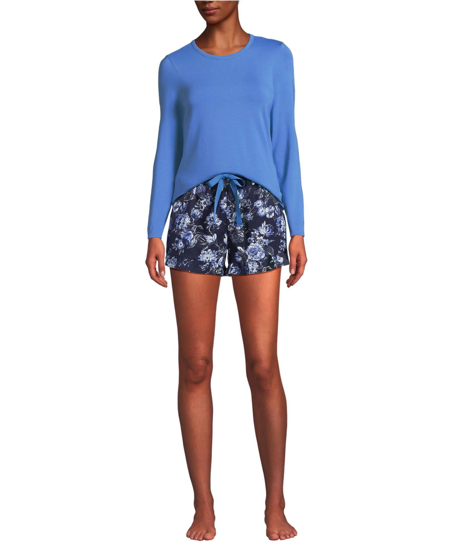 Women's Lightweight Cotton Modal Drapey Flannel 2 Piece Pajama Set - Top and Shorts