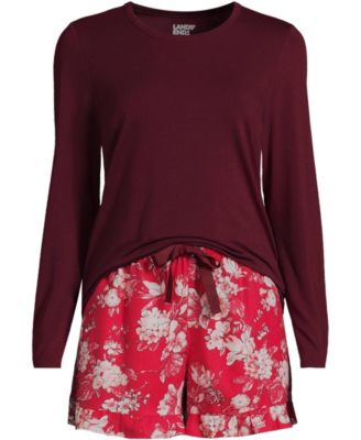 Women's Lightweight Cotton Modal Drapey Flannel 2 Piece Pajama Set - Top and Shorts