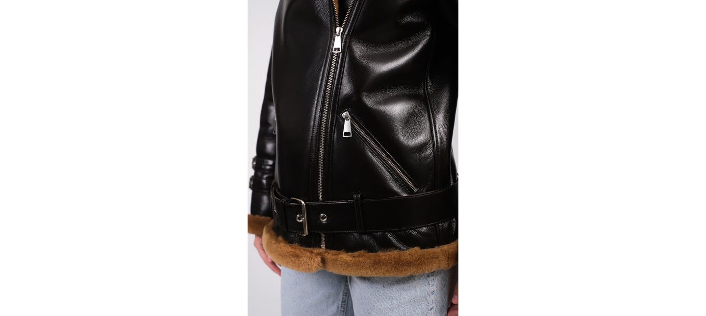 Женская куртка Furniq UK Leather Sheepskin Jacket, Brown, цвет: Коричневый — фото 5