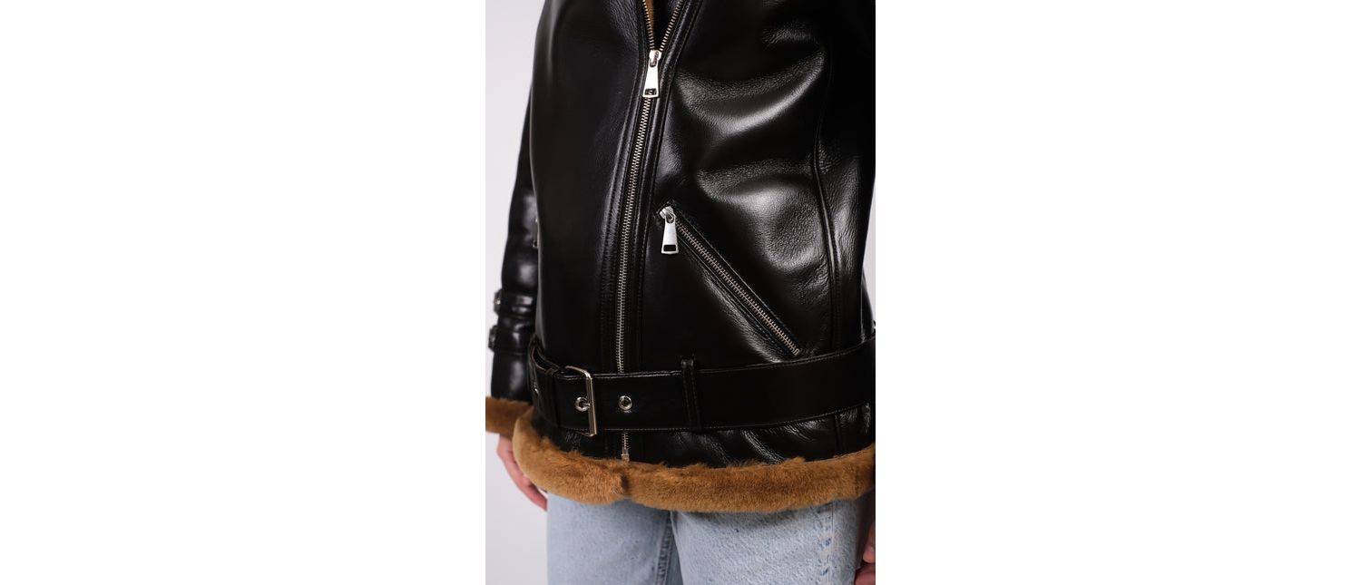 Women's Harriet Shearling Leather Biker Jacket