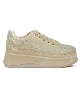 London Rag Womens Jitter Bug Rhinestones Embellished Chunky Sneakers ...