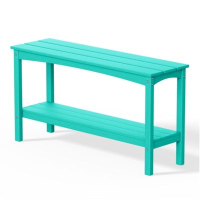 55" Outdoor Patio HDPE Adirondack 2-Tier Shelf Console Table