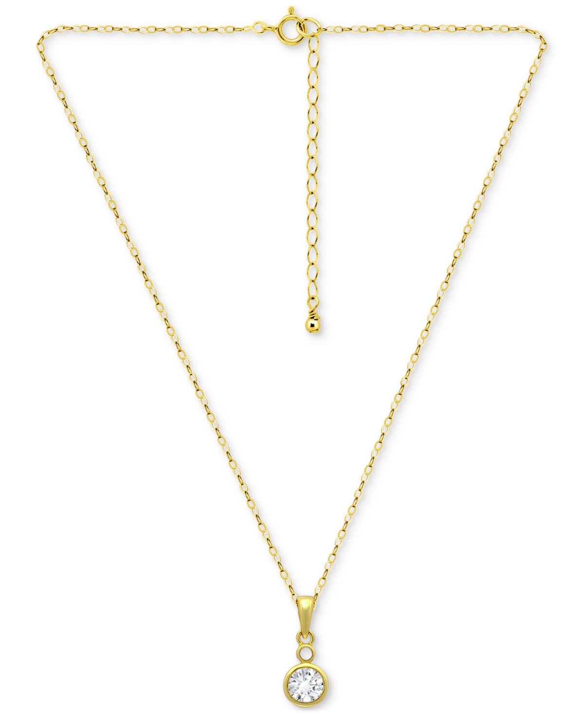 Giani Bernini Cubic Zirconia Bezel Solitaire Pendant Necklace In 18k Gold-plated Sterling Silver, 16" + 2" Extende In Gold