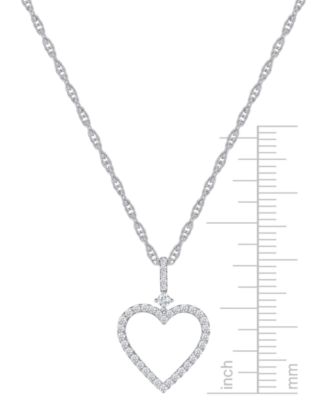 Diamond Open Heart 18" Pendant Necklace (1/4 ct. t.w.) in Sterling Silver