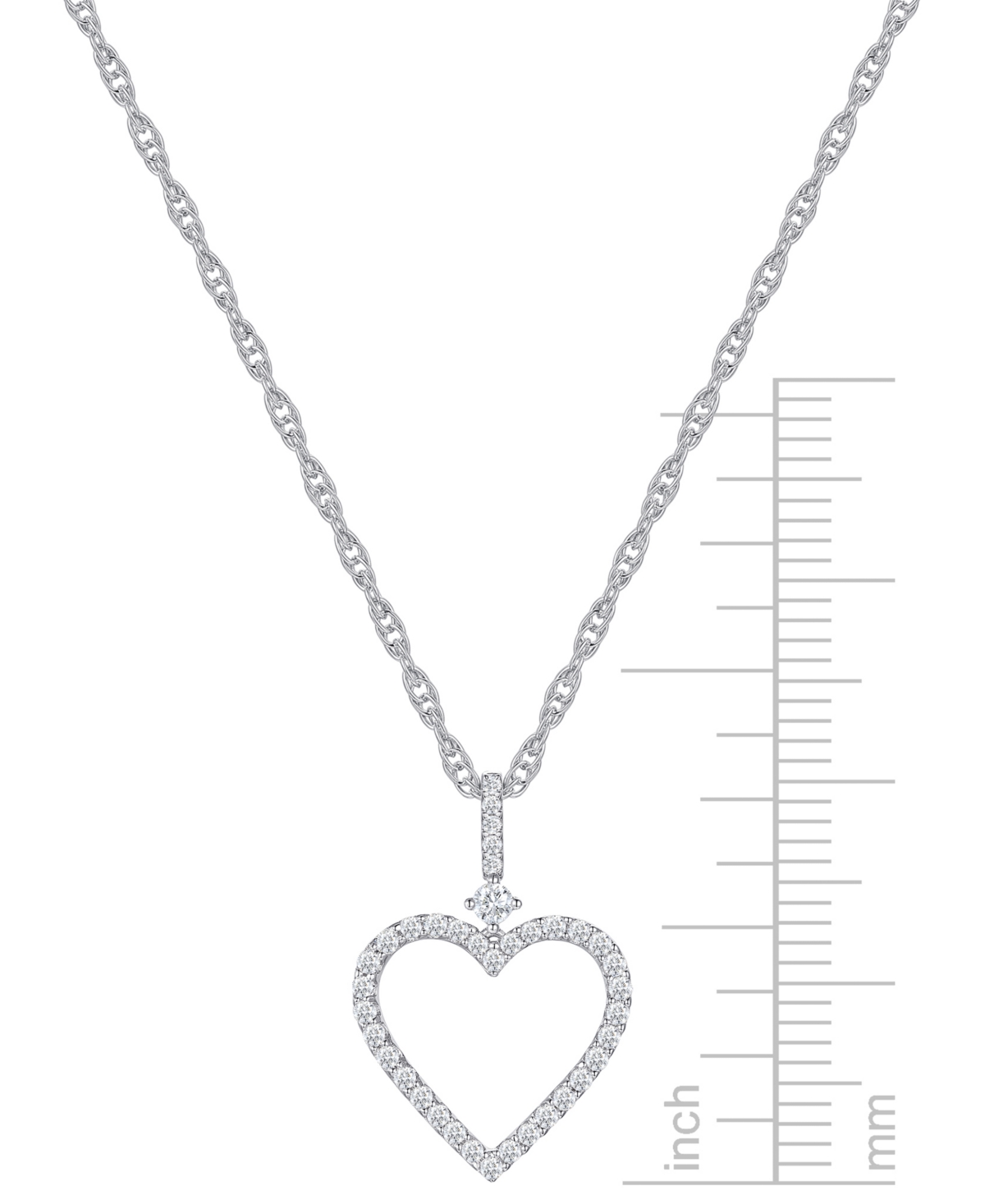 Macy's Diamond Open Heart 18" Pendant Necklace (1/4 Ct. T.w.) In Sterling Silver In Sterling Silver