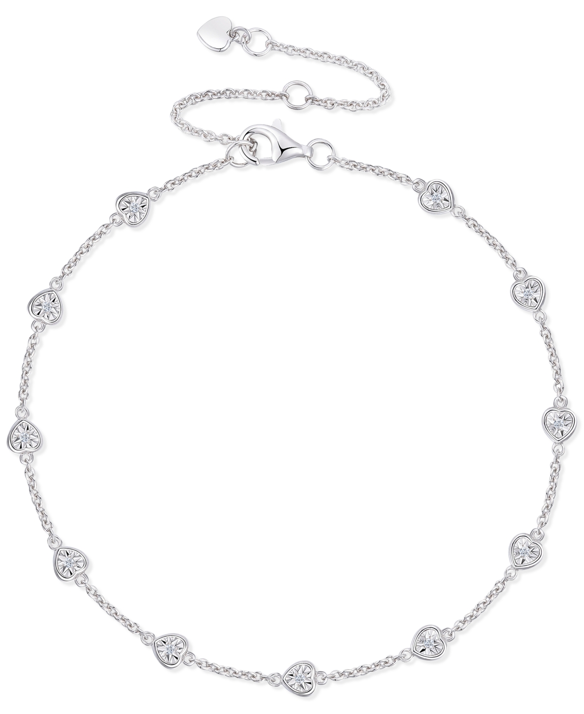Macy's 3-pc. Set Diamond Heart Station Collar Necklace, Bracelet & Linear Drop Earrings (1/5 Ct. T.w.) In S In Sterling Silver