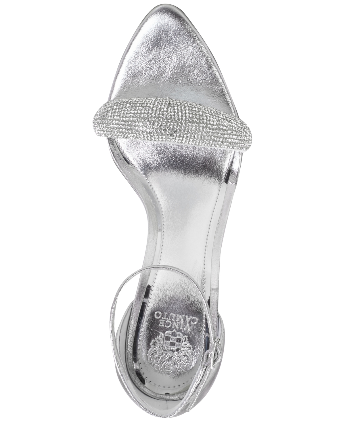 Vince Camuto Penelopy Ankle Strap Sandal In Silver Nappa
