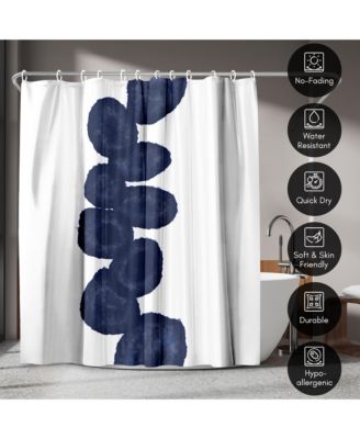71x74 Shower Curtain - Blue Abstract Design - Indigo Vine by Chaos & Wonder Design