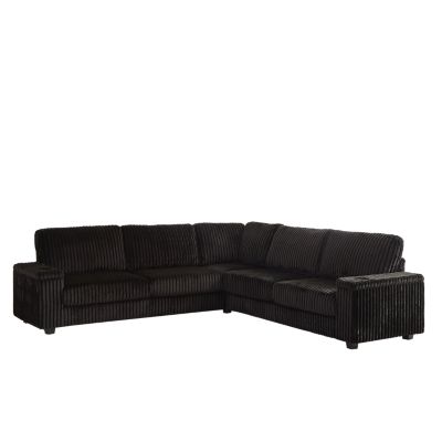 Streamdale Oversized Corduroy Corner Sofa with Storage and Ports