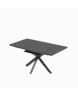 Extendable Dining Table Table Set for 6-8 Person for Dining Room, C-shaped Tube Soft padded armless dining chairs and Very elarge Dining Room Table Kitchen Table Chair Set with metal Legs