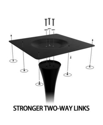 Walnut Circular Table w/ 2 Metal Leg PU Dining Chairs