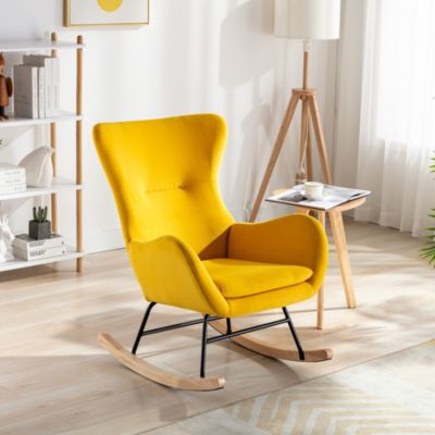 Streamdale Velvet Rocking Chair with Padded Seat and Armrests