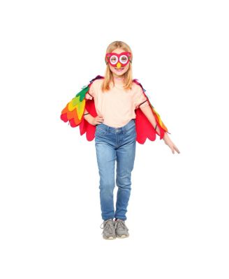 Kids Colorful Parrot Cape & Mask Costume Set