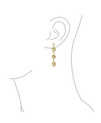 Multi Spheres Linear Dangle Ball Earrings Gold Plated 6MM