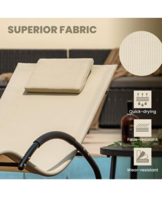 1 PCS Outdoor Rocking Lounge Chair with Removable Headrest Breathable Backrest & Seat