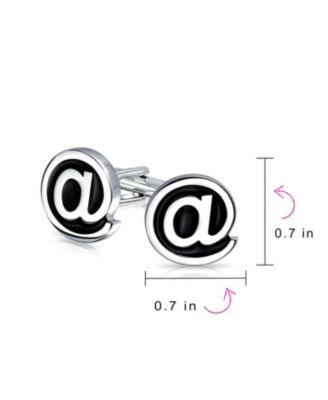 Computer Text Geek Symbol Black AT Cufflinks Stainless Steel