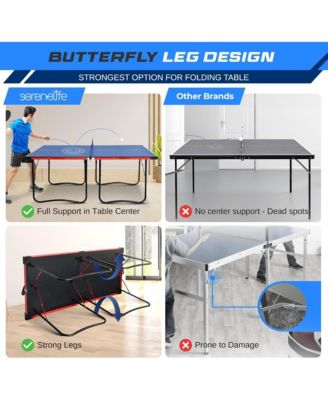 Foldable Table Tennis Table with Single Player Playback Mode, Net, and Post