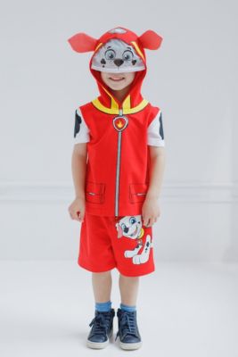 Boys Chase Skye Rubble Marshall Cosplay T-Shirt and Bike Shorts French Terry Outfit Set to