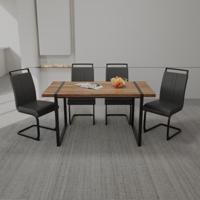 Streamdale 59" Rustic Dining Table & Armless Chairs Set (4