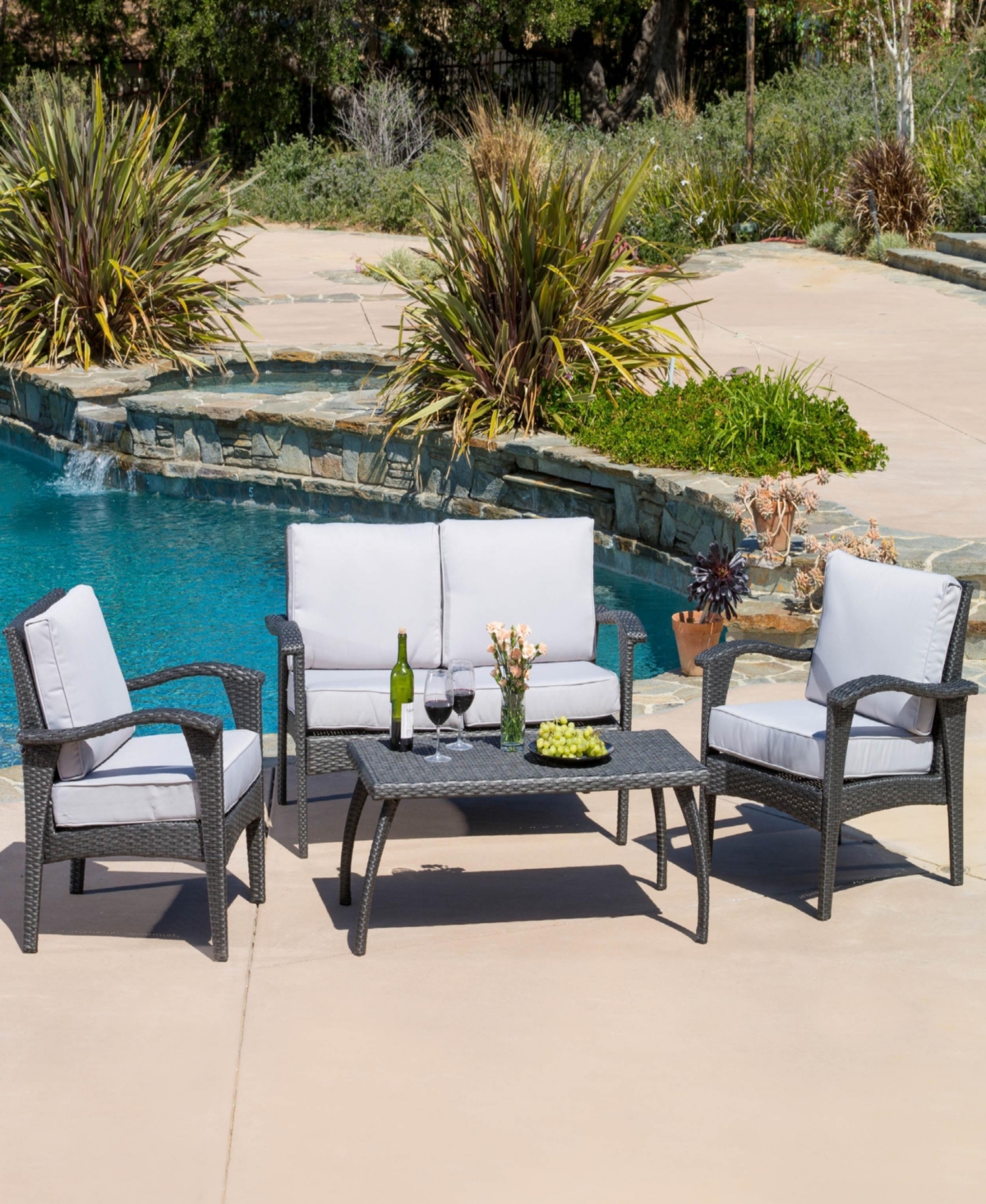 Simplie Fun Honolulu 4Pc Pe Wicker Set (Kd