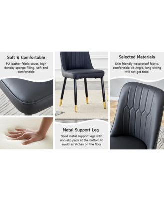 Table and chair set.Modern rectangular dining table with black textured stickers glass tabletop and gold plated metal legs.Paired with 4 comfortable chairs with PU seats and black metal legs.