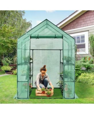Walk-in Greenhouse 56 x 56 x 77 Inch Gardening with Observation Windows