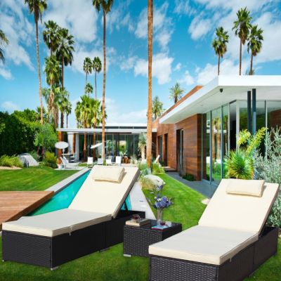 Streamdale 3-Piece Outdoor Chaise Lounge Set with Glass Table