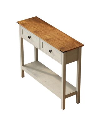 Farmhouse Console Table with Storage and Shelf