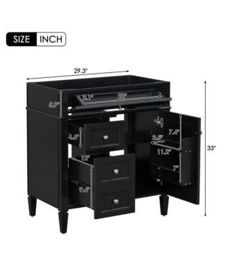 30" Bathroom Vanity without Top Sink, Modern Bathroom Storage Cabinet with 2 Drawers and a Tip-out Drawer (NOT INCLUDE BASIN)