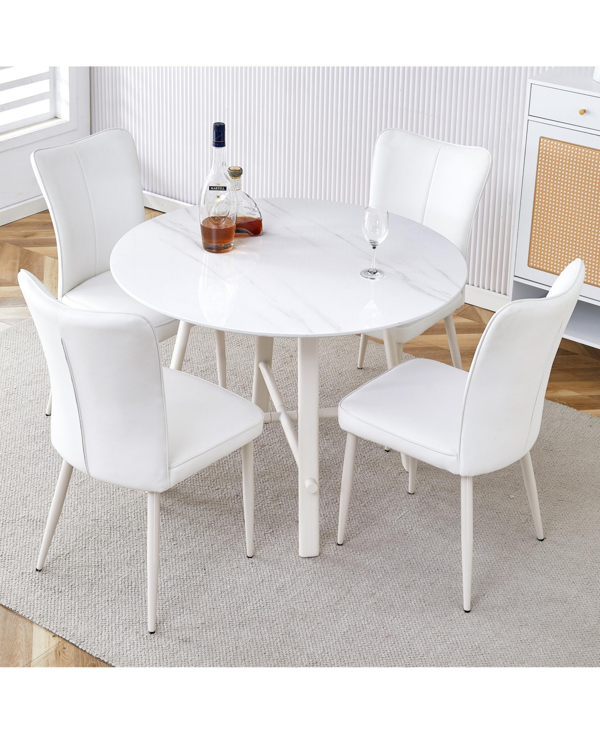 Streamdale Furniture Table and chair set, Mdf desktop,metal table legs, stable and beautiful, suitable for most styles of home. Modern simple d